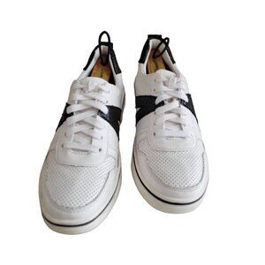 MIA Womens Sneakers White & Black Perforated Leather Casual Shoes Size 6.5M